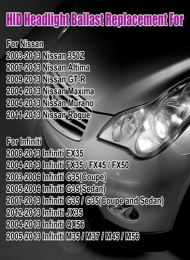 FEXON وحدة تحكم في كوابح مصابيح زينون HID الأمامية من FEXON مع مُشعل لمبة D2S متوافقة مع نيسان 350z، 370z، ألتيما، مورانو، روغ، GTR، إنفينيتي G35، G37، FX35، QX56، QX70، بديل للرقم 28474-89904 - Image 5